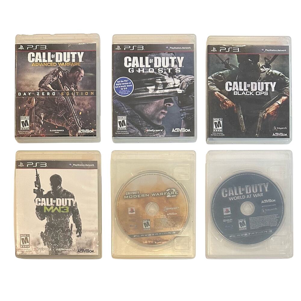 6 PS3 Call Of Duty Games. Adv. Warfare/Ghosts/World At War/MW3/Black Ops/MW2
